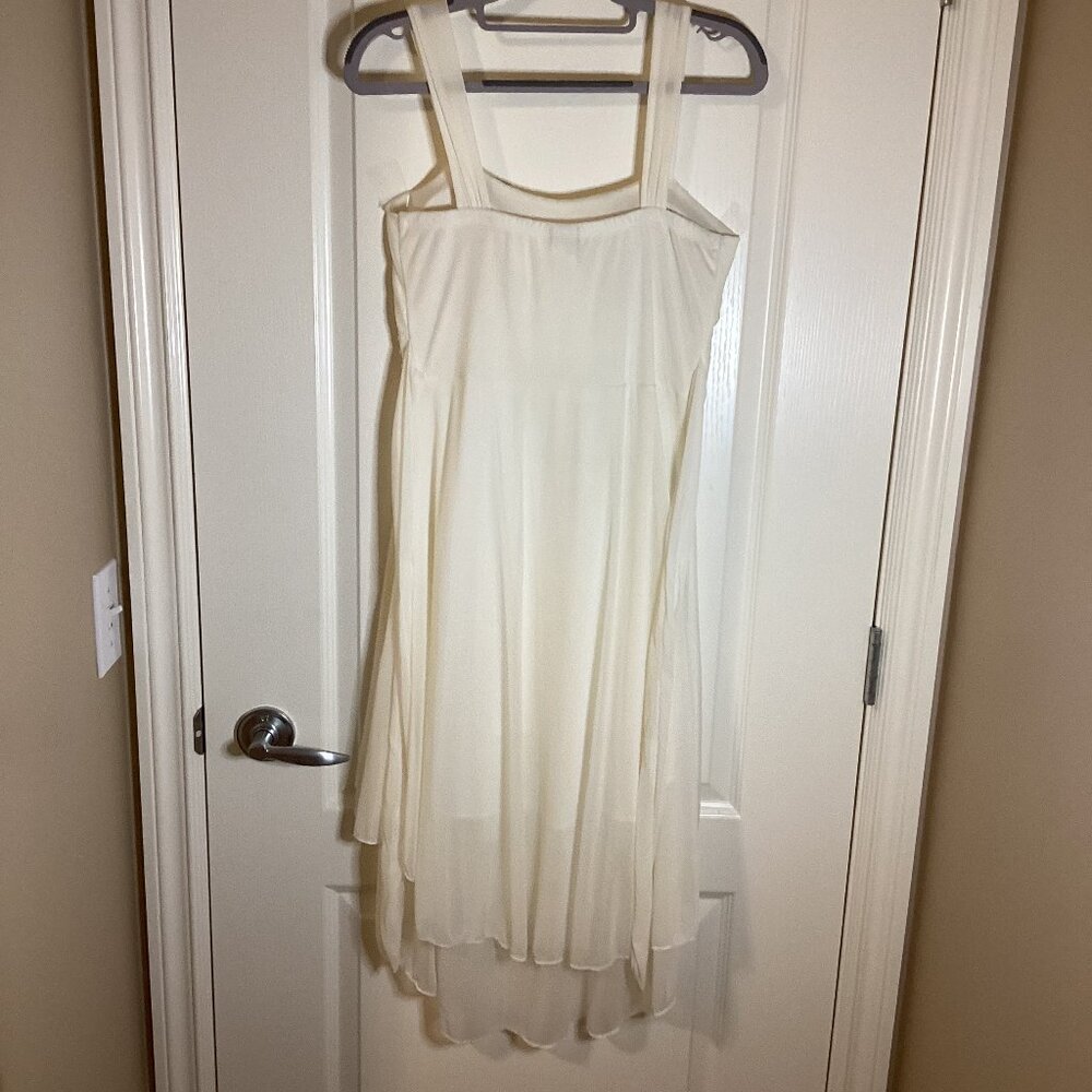 Neon by Bulux USA Women's Cream Dress Fully Lined Empire Waist High / Low - Picture 5 of 9